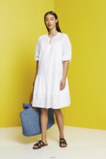 Women Esprit White Embroidered dress, 100% cotton Dresses XF4444186 - Image 2