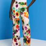 Women Esprit White Floral Print Wide Leg Pants Trousers & Pants XF4444131