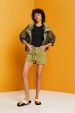 Women Esprit White High Rise Tie Waist Denim Shorts Shorts XF444457 - Image 2