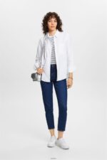 Women Esprit White Long sleeve top with a scalloped neck Long Sleeve XF444434 - Image 2