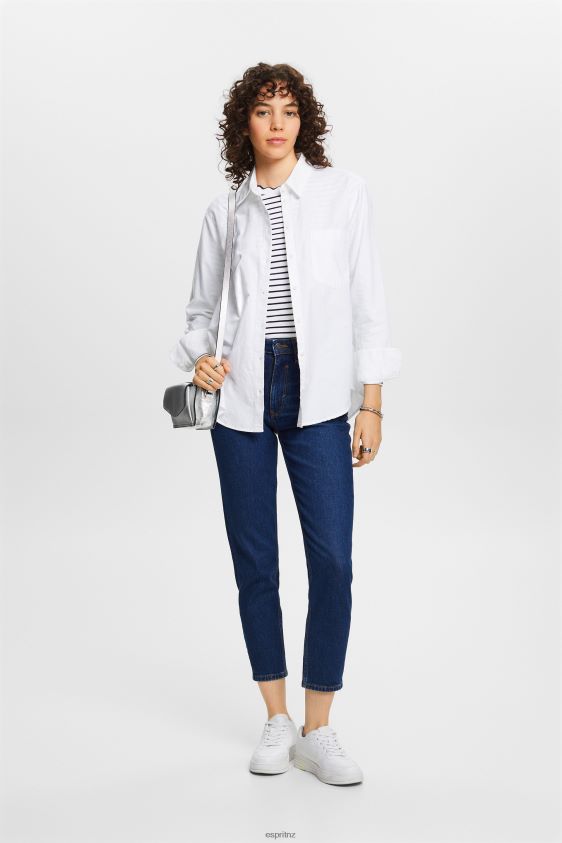 Women Esprit White Long sleeve top with a scalloped neck Long Sleeve XF444434 - Image 2