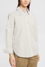 Women Esprit White Long striped woven blouse Blouses XF4444397