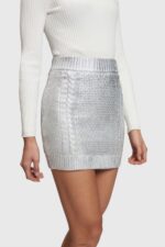 Women Esprit White Metallic cable knit mini skirt Skirts XF4444361 - Image 2