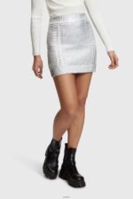 Women Esprit White Metallic cable knit mini skirt Skirts XF4444361