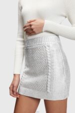 Women Esprit White Metallic cable knit mini skirt Skirts XF4444361 - Image 3