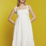 Women Esprit White Midi dress with embroidery, LENZING ECOVERO Dresses XF4444205