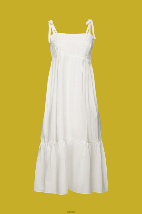 Women Esprit White Midi dress with embroidery, LENZING ECOVERO Dresses XF4444205 - Image 5