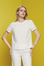 Women Esprit White Open-back blouse, TENCEL Blouses XF4444201