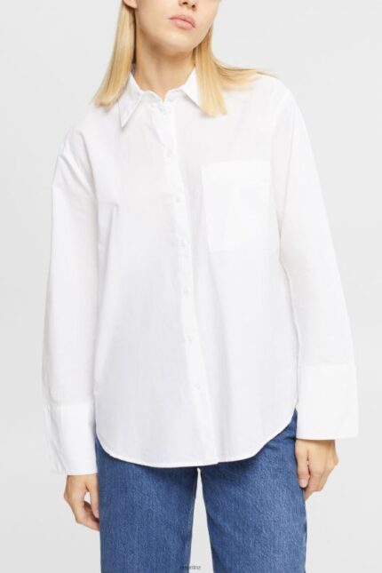 Women Esprit White Oversized white cotton blouse Blouses XF4444406