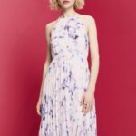 Women Esprit White Pleated Chiffon Midi Dress Dresses XF444494