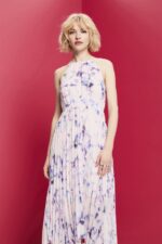 Women Esprit White Pleated Chiffon Midi Dress Dresses XF444494