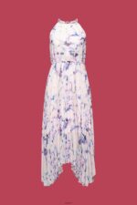 Women Esprit White Pleated Chiffon Midi Dress Dresses XF444494 - Image 5
