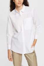 Women Esprit White Shirt blouse, organic cotton Blouses XF4444541