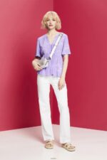 Women Esprit White Short sleeve blouse with tie belt Blouses XF4444221 - Image 2