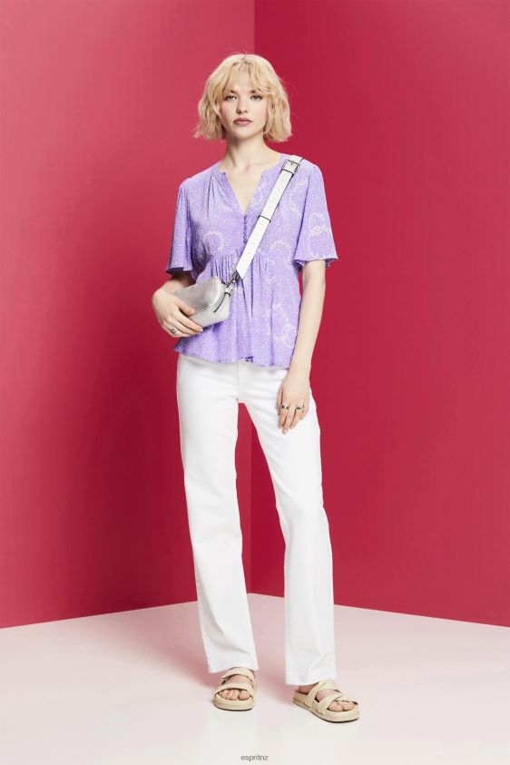 Women Esprit White Short sleeve blouse with tie belt Blouses XF4444221 - Image 2