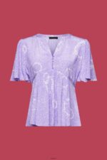 Women Esprit White Short sleeve blouse with tie belt Blouses XF4444221 - Image 5