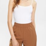 Women Esprit White Spaghetti strap top, LENZING ECOVERO Top XF4444518