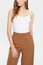 Women Esprit White Spaghetti strap top, LENZING ECOVERO Top XF4444518