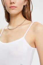 Women Esprit White Spaghetti strap top, LENZING ECOVERO Top XF4444518 - Image 3