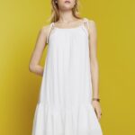 Women Esprit White Strappy dress with smock, TENCEL Dresses XF4444203