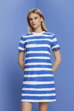 Women Esprit White Striped T-Shirt Dress Dresses XF4444182