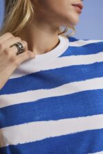 Women Esprit White Striped T-Shirt Dress Dresses XF4444182 - Image 3