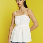 Women Esprit White Textured cami top Top XF4444224