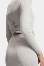 Women Esprit White Twisted back metallic sweater Sweaters XF4444357 - Image 3