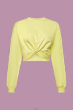 Women Esprit Yellow Cropped knot detail sweatshirt Sweatshirts & Hoodies XF4444219 - Image 5