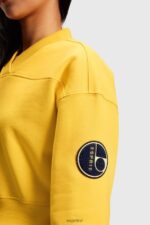 Women Esprit Yellow Cropped varsity patch sweatshirt Sweatshirts & Hoodies XF4444420 - Image 2