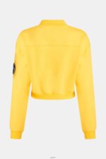 Women Esprit Yellow Cropped varsity patch sweatshirt Sweatshirts & Hoodies XF4444420 - Image 5