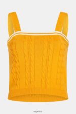 Women Esprit Yellow Dolphin logo cable sweater camisole Sweaters XF4444411 - Image 4